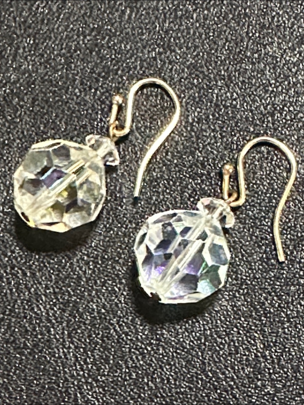 AB Faceted Crystal 14k Gold-plate Wire Back Drop Earrings